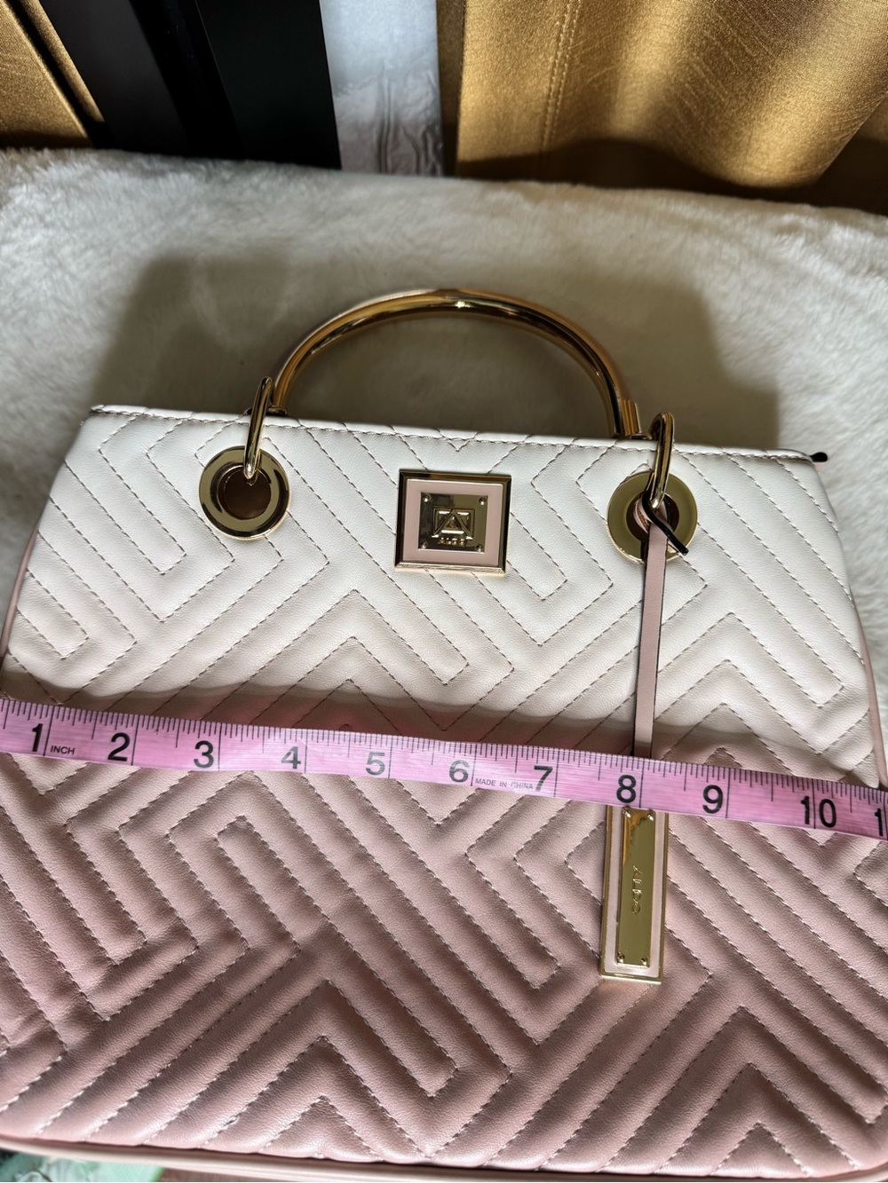 Aldo Blush Ombre Quilted Top Handle Satchel Handbag Gold Hardware - Picture 5 of 9